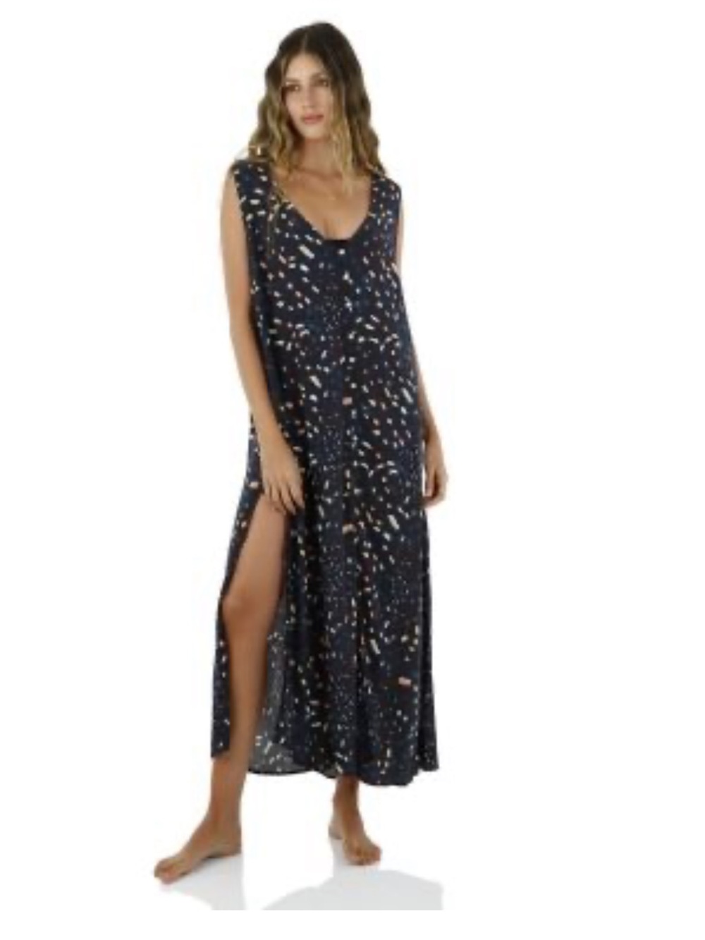 Anthropologie Malai Pompinjay Playa Maxi Dress In Washed Navy